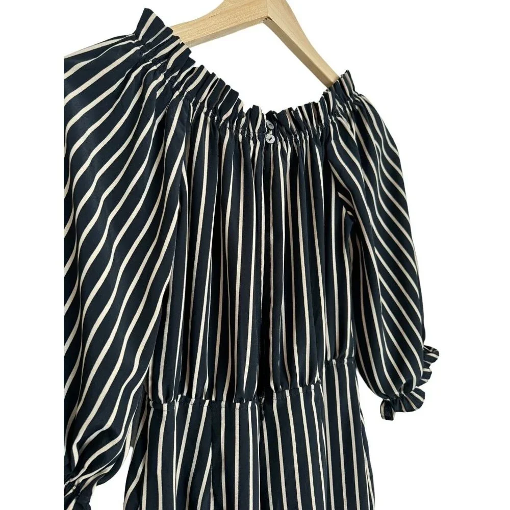 Olivaceous Small Jumpsuit Striped Short Sleeve Polyester Ruffle Neckline NWT
